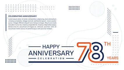 78th anniversary template design with abstract background, vector template