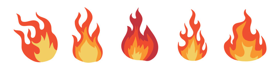Set of red and orange fire flame.EPS 10