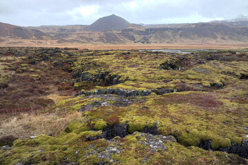 Volcanic landscape of west Iceland