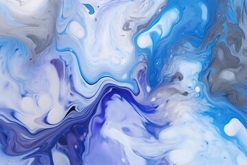 Blue Marble Swirl Painting Background, Generative Ai.