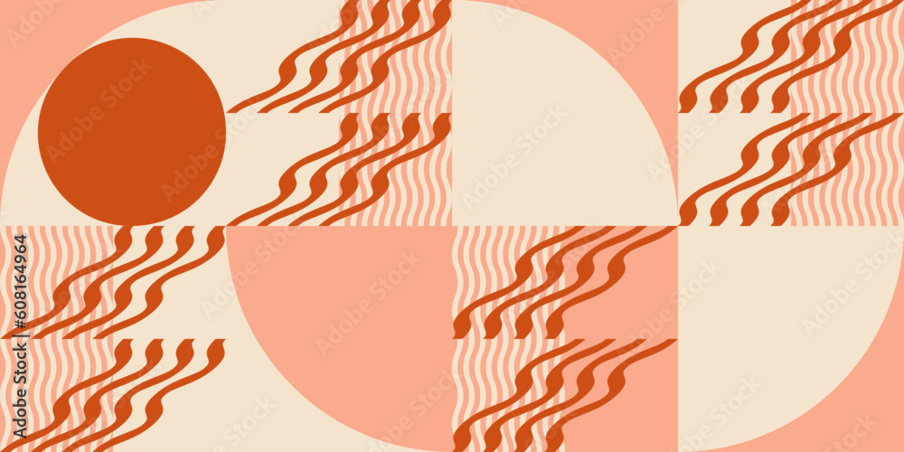 Aufkleber Modern abstract geometric  vector seamless pattern with simple elements and shapes like circle, square and triangle. Graphic pastel colored minimalist background.