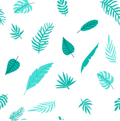 Seamless pattern with tropical leaves. Vector illustrations