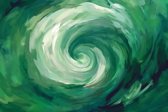 Abstract green background with a swirling vortex, Generative ai