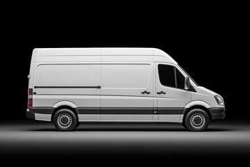 Blank White Delivery Van Isolated on Empty Background, Generated AI