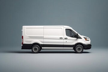 Fototapeta na wymiar Blank White Delivery Van Isolated on Empty Background, Generated AI