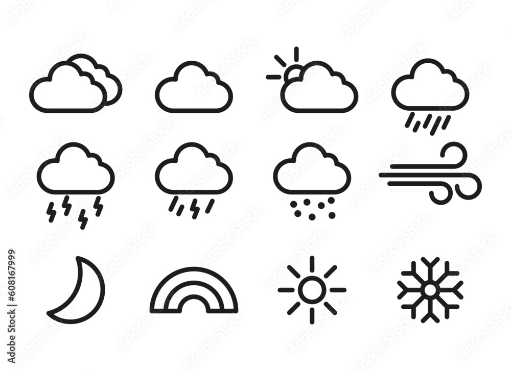 Wall mural explore a variety of weather-related vector illustrations capturing different atmospheric conditions