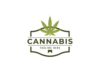 cannabis leaf logo vector icon. Medical marijuana logo emblem. Cannabis emblem logo design