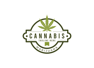 cannabis leaf logo vector icon. Medical marijuana logo emblem. Cannabis emblem logo design