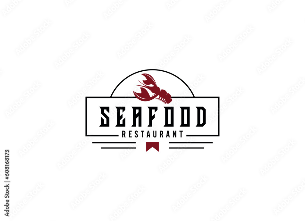 Wall mural Seafood logo design restaurant fresh crab and shrimp logo for label product and seafood shop