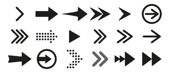 Arrow icons or symbols used for indicating direction, navigation, or visual representation. Arrows, direction, navigation, symbols, indicators.