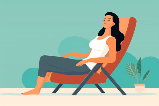 A person engaging in a relaxation technique, such as progressive muscle relaxation, mental health Generative AI