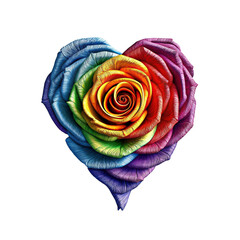 Heart shaped rose as celebrate pride isolated on transparent background, created with generative AI