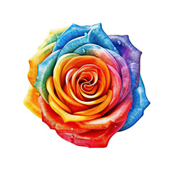 Fototapeta na wymiar Colorful rose as celebrate pride isolated on transparent background, created with generative AI