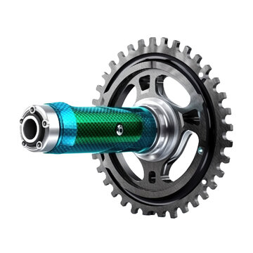 Ebike mid mount drive isolated on transparent background, created with generative AI