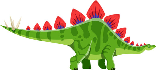 Cartoon Stegosaurus dinosaur character. Jurassic era beast, ancient wildlife animal or prehistoric lizard. Extinct reptile, paleontology Stegosaurus cute dinosaur vector personage with spine plates