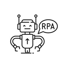 RPA robotic process automation, cyborg worker icon. Vector automate workflow, ai worker robot mechanic, industrial technology, cyborg control