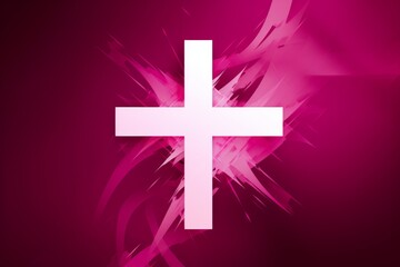 Abstract magenta background with a white cross in the center, Generative ai