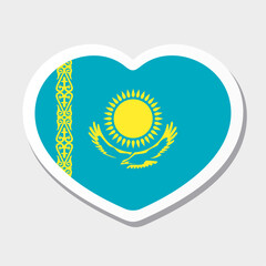 Flag of Kazakhstan icon. Vector heart sticker. Best for mobile apps, UI and web design.