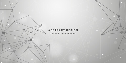 Abstract polygonal space with connected lines and dots on a gray background. Connection structure. Digital technology background and network connection. Vector illustration