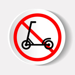 Push scooter prohibition sign. No symbol isolated on white. Vector illustration