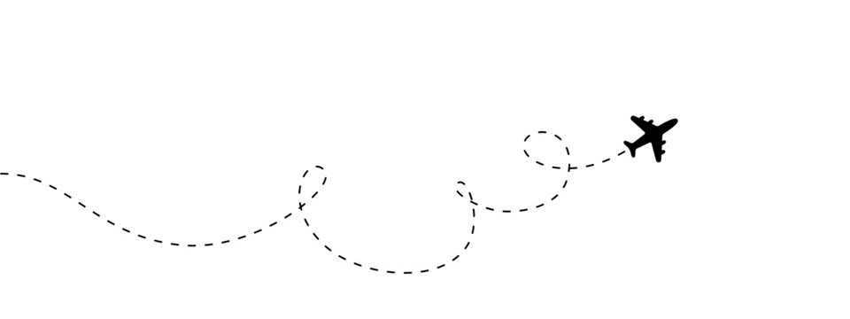 Plane with line and blank for text. Continuous one line drawing illustration