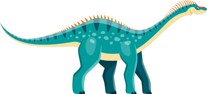 Cartoon Dicraeosaurus dinosaur character, Jurassic Park funny cute vector dino animal. Kid comic toy dinosaur with smile face, baby Dicraeosaurus dino dragon or prehistoric Jurassic monster