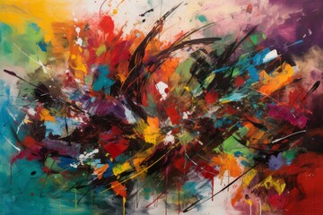 Obraz na płótnie Canvas Abstract painting with bold brushstrokes and splashes, Generative ai
