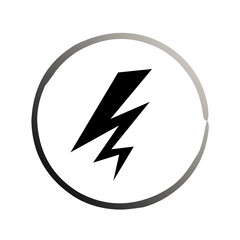 Lightning bolt icons with circle. Vintage flash symbol, thunderbolt. Simple lightning strike sign.