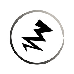 Lightning bolt icons with circle. Vintage flash symbol, thunderbolt. Simple lightning strike sign.