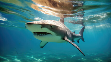 shark diving underwater. generative ai