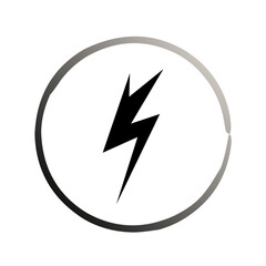 Lightning bolt icons with circle. Vintage flash symbol, thunderbolt. Simple lightning strike sign.