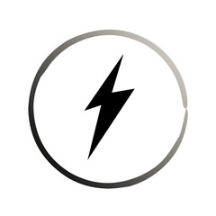 Lightning bolt icons with circle. Vintage flash symbol, thunderbolt. Simple lightning strike sign.