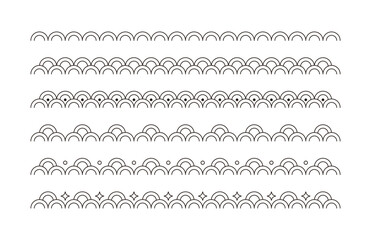 Set of wavy border illustrations in simple line style.