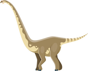 Cartoon Omeisaurus dinosaur character. Extinct creature, ancient wildlife monster or prehistoric lizard. Paleontology animal with long neck, Jurassic era herbivorous dinosaur cute vector personage
