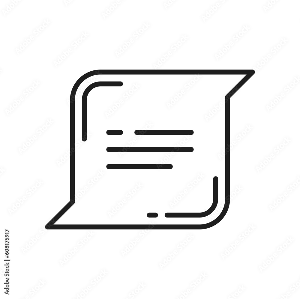 Aufkleber memo sticker card with dash line isolated outline chat line icon. vector element of planning, busine