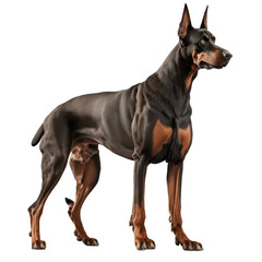 doberman looking isolated on white