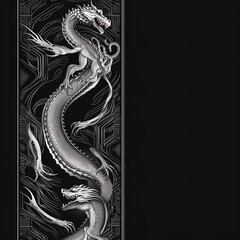 Fototapeta premium Elegant high fantasy border in silver. Perfect for fantasy, high fantasy, book covers, cards, invitations, games and more.