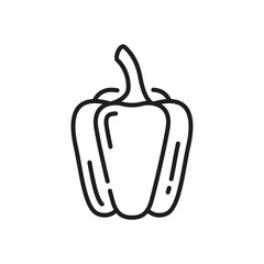 Sweet bulgarian pepper veggie farm vegetable thin line icon. Vector edible bellpepper, ripe vegetarian food. Raw organic natural capsicum bell pepper