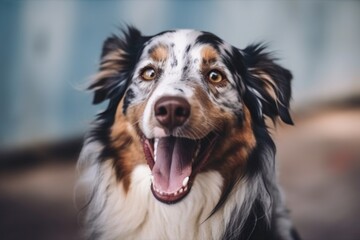 Fototapeta premium portrait of happy dog with tongue hanging out, looking playful and carefree, created with generative ai