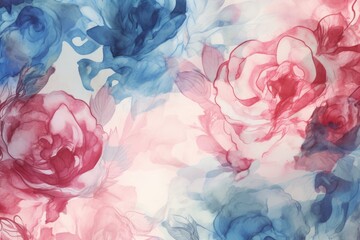 Abstract rose pattern in shades of rose and blue, Generative ai