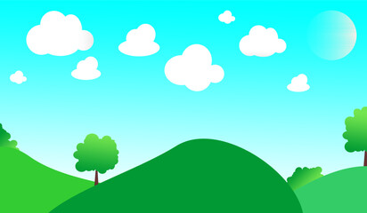 Obraz premium landscape with trees and clouds