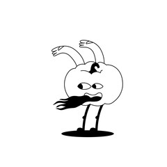 Vector illustration vegetable character- angry pumpkin yelling. Sticker for print