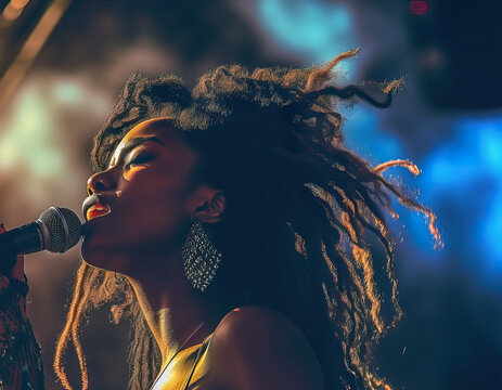A fictional person.  Intense Singer Performance at Summer Music Festival