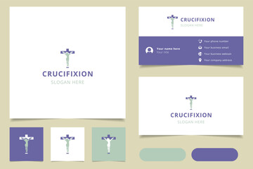Crucifixion logo design with editable slogan. Branding book and business card template.