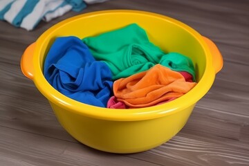 Basin colorful clothes. Generate Ai