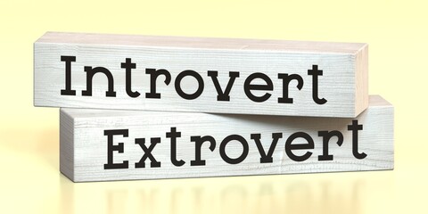 Introvert, extrovert - words on wooden blocks - 3D illustration