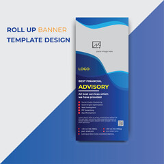 single side roll up banner design. Roll-Up Banner Design with Cyan, Black and White gradient color print.