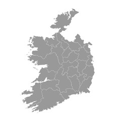 Ireland gray map with counties. Vector illustration.