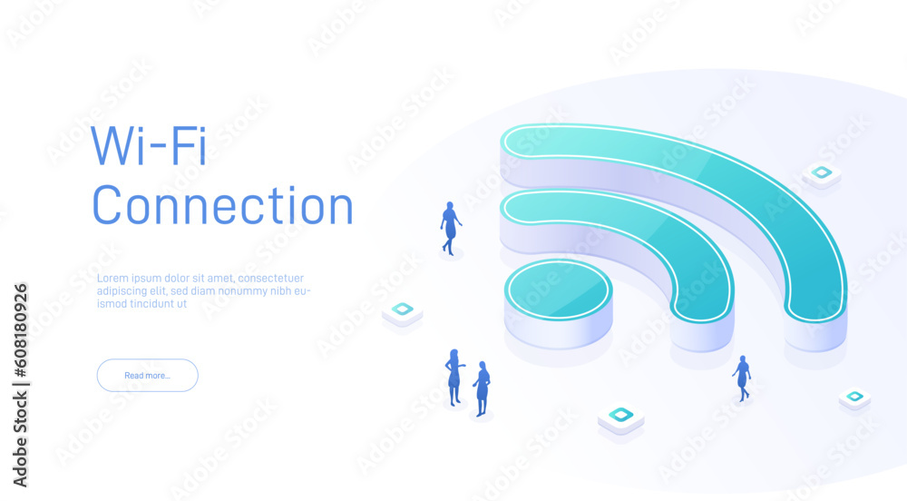 Poster wireless technology concept. people use wifi hotspot to get internet access from, online connection.