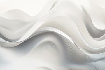 Obraz premium Abstract white background with flowing curves in shades of grey, Generative ai